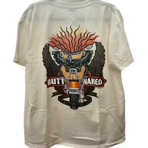 Vintage 90s Butt Naked Troll Ride Naked Biker Single Stitch Shirt Adult XL